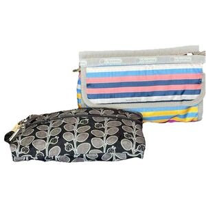LOT 2 Travel Cosmetic Bags: LeSportsac Multi Colored & Mixx Multi Pocket Bag GUC